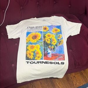 White T-Shirt with Sunflower Print